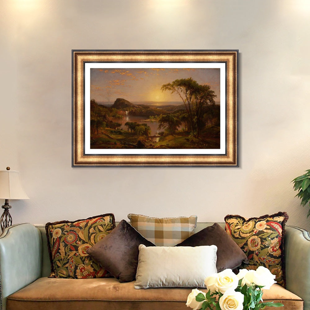 INVIN ART Framed Canvas Art Giclee Print Sunrise by Albert Bierstadt Wall Art