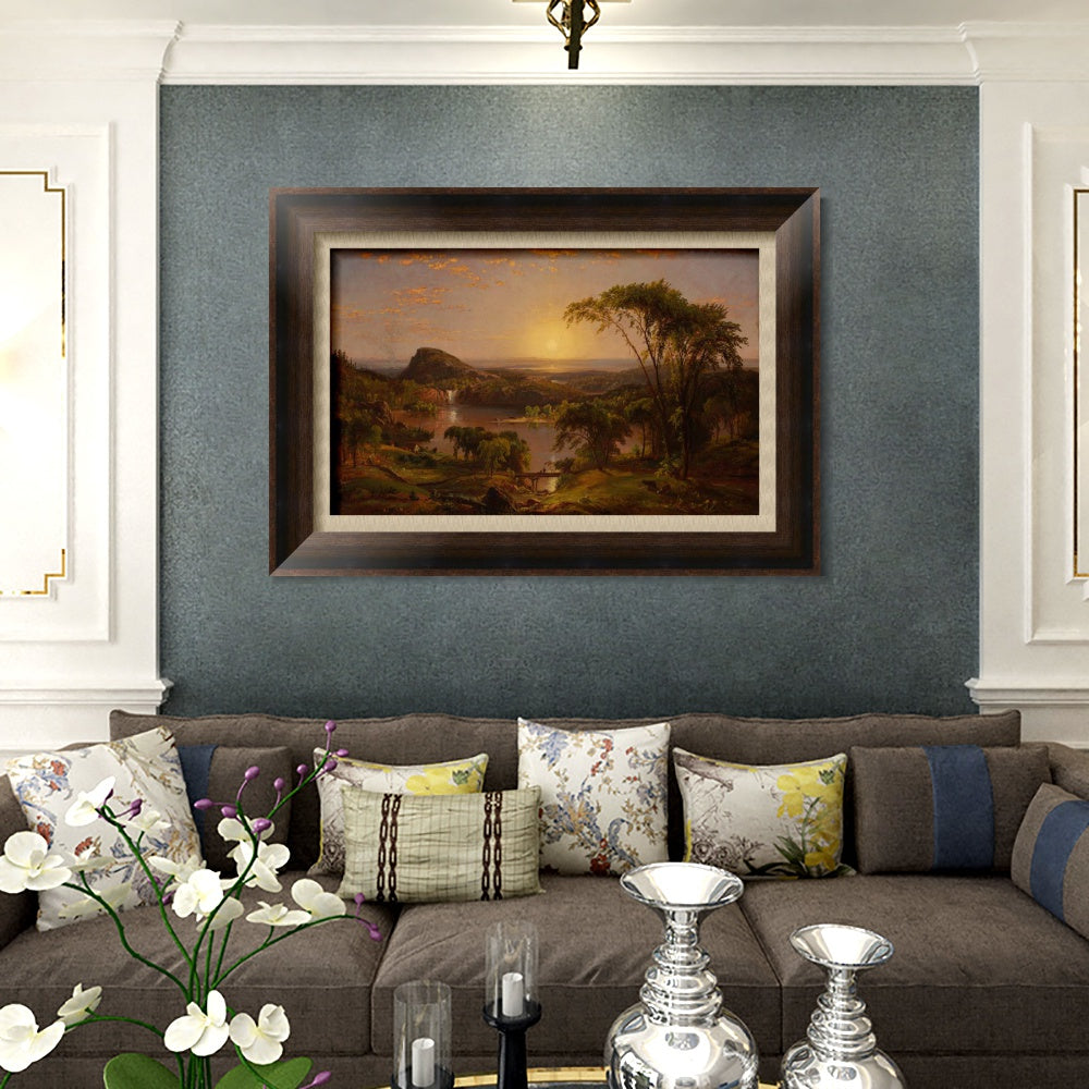 INVIN ART Framed Canvas Art Giclee Print Sunrise by Albert Bierstadt Wall Art