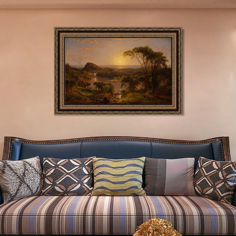 INVIN ART Framed Canvas Art Giclee Print Sunrise by Albert Bierstadt Wall Art