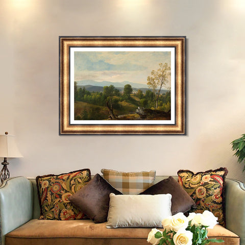 INVIN ART Framed Canvas Art Giclee Print A gravel road leading to the distance#2 by Albert Bierstadt Wall Art Living Room Home Office Decorations