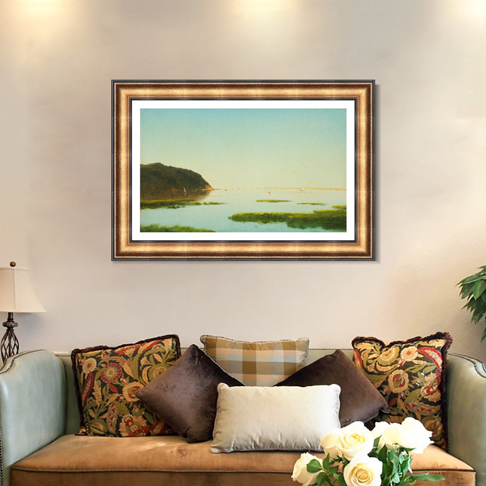 INVIN ART Framed Canvas Art Giclee Print boat and lake by Albert Bierstadt Wall Art