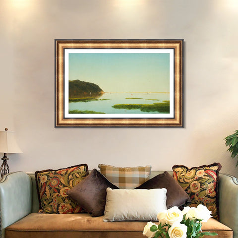 INVIN ART Framed Canvas Art Giclee Print boat and lake by Albert Bierstadt Wall Art Living Room Home Office Decorations