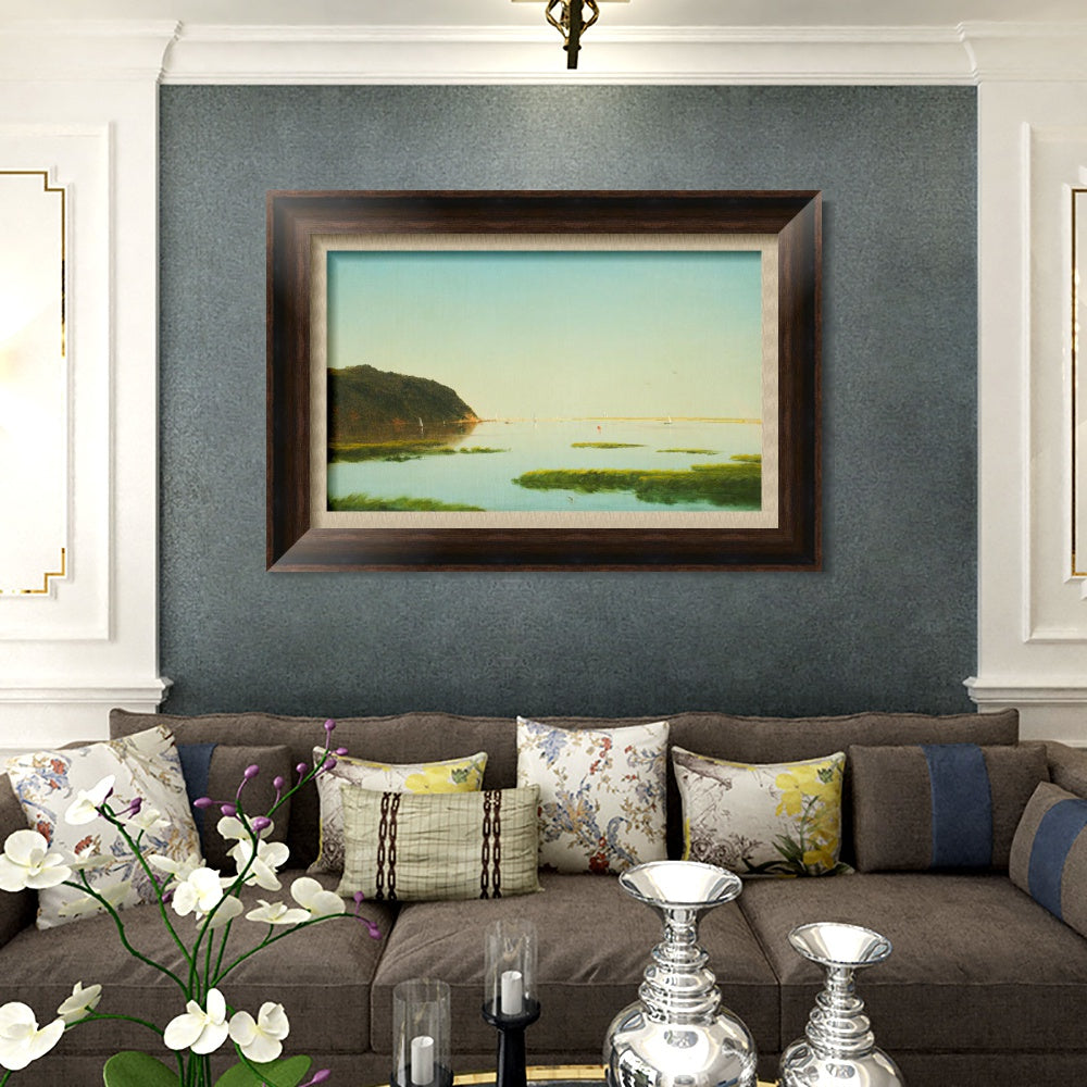 INVIN ART Framed Canvas Art Giclee Print boat and lake by Albert Bierstadt Wall Art