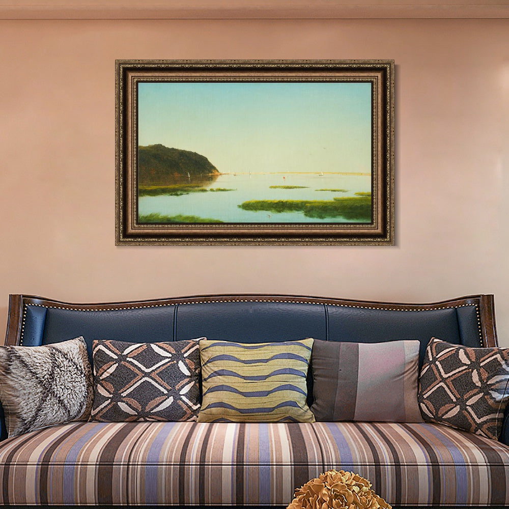 INVIN ART Framed Canvas Art Giclee Print boat and lake by Albert Bierstadt Wall Art