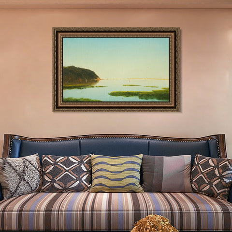 INVIN ART Framed Canvas Art Giclee Print boat and lake by Albert Bierstadt Wall Art Living Room Home Office Decorations