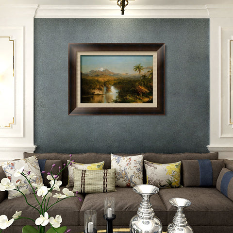 INVIN ART Framed Canvas Art Giclee Print coconut tree and lake by Albert Bierstadt Wall Art Living Room Home Office Decorations