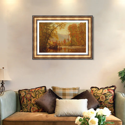 INVIN ART Framed Canvas Art Giclee Print Autumn by Albert Bierstadt Wall Art Living Room Home Office Decorations