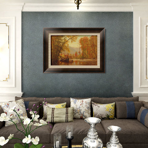 INVIN ART Framed Canvas Art Giclee Print Autumn by Albert Bierstadt Wall Art Living Room Home Office Decorations
