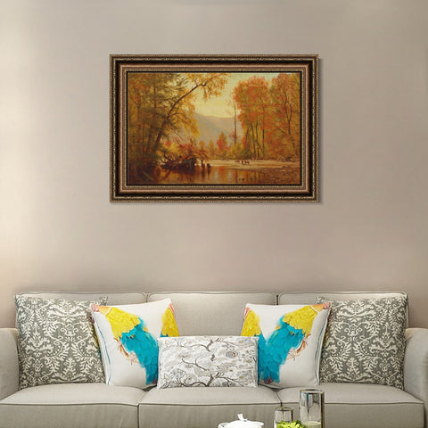 INVIN ART Framed Canvas Art Giclee Print Autumn by Albert Bierstadt Wall Art Living Room Home Office Decorations