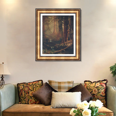 INVIN ART Framed Canvas Art Giclee Print Giant Redwood Trees of California 1874 by Albert Bierstadt Wall Art Living Room Home Office Decorations