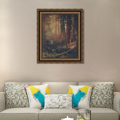 INVIN ART Framed Canvas Art Giclee Print Giant Redwood Trees of California 1874 by Albert Bierstadt Wall Art Living Room Home Office Decorations
