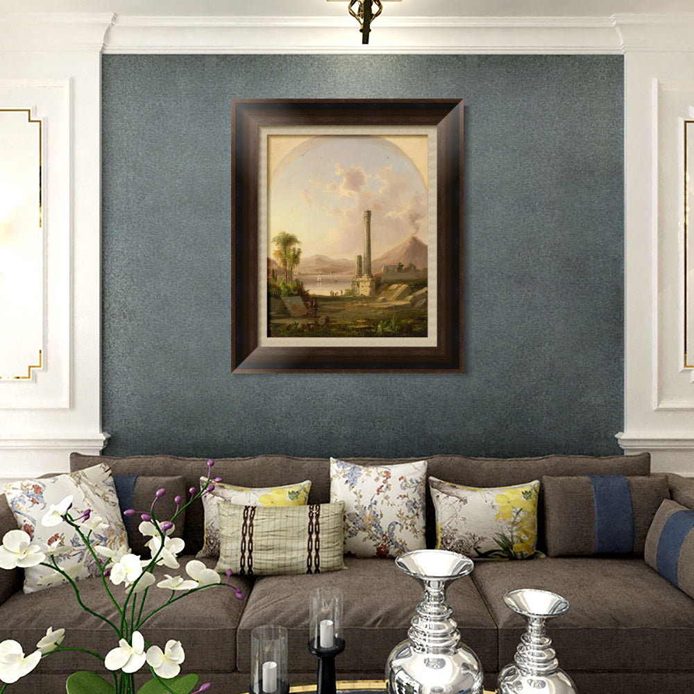 INVIN ART Framed Canvas Art Giclee Print boat lake and mountain by Albert Bierstadt Wall Art