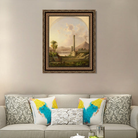 INVIN ART Framed Canvas Art Giclee Print boat lake and mountain by Albert Bierstadt Wall Art Living Room Home Office Decorations