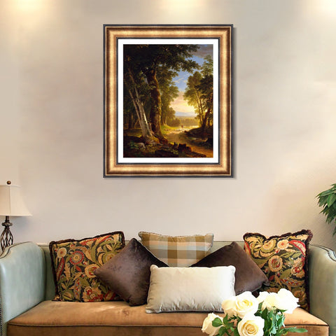 INVIN ART Framed Canvas Art Giclee Print Goats in sunset by Albert Bierstadt Wall Art Living Room Home Office Decorations