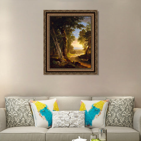 INVIN ART Framed Canvas Art Giclee Print Goats in sunset by Albert Bierstadt Wall Art Living Room Home Office Decorations