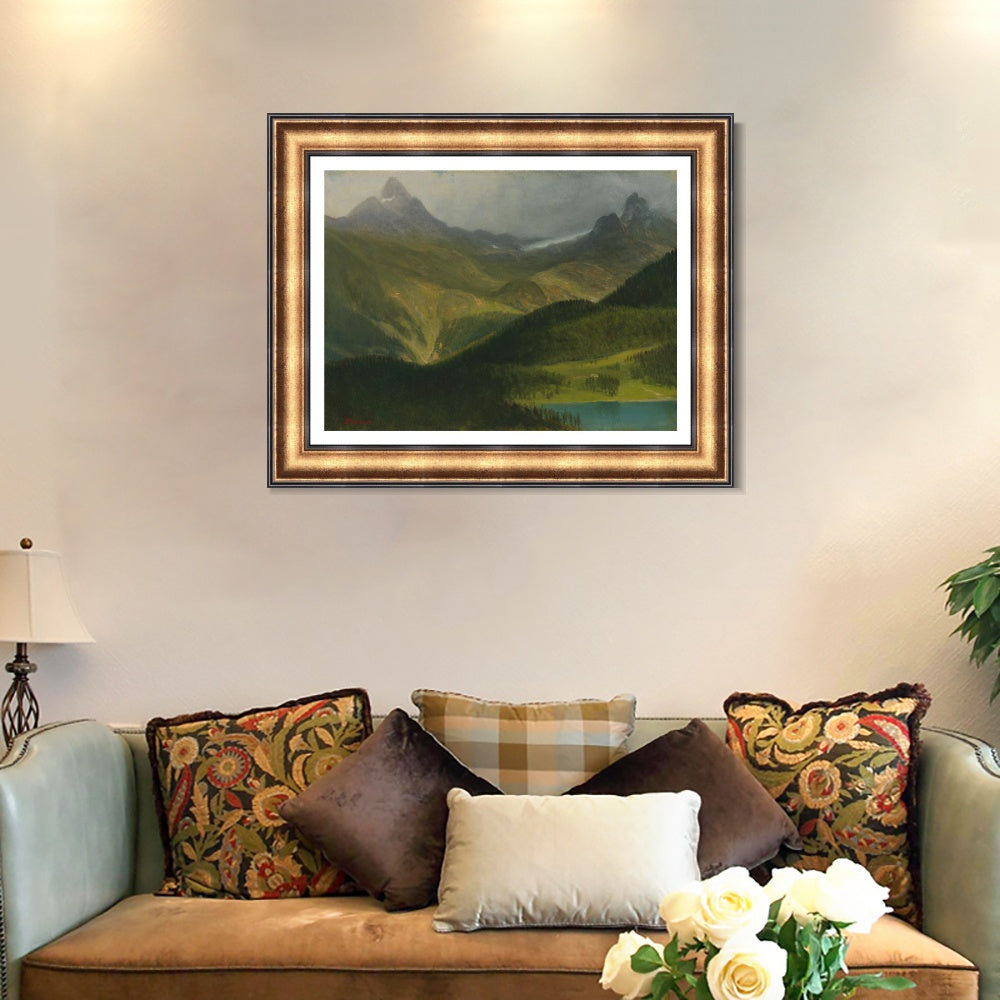 INVIN ART Framed Canvas Art Giclee Print Landscape Mountains by Albert Bierstadt Wall Art