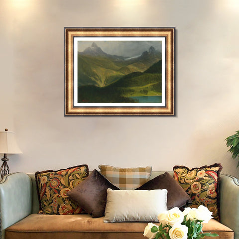 INVIN ART Framed Canvas Art Giclee Print Landscape Mountains by Albert Bierstadt Wall Art Living Room Home Office Decorations
