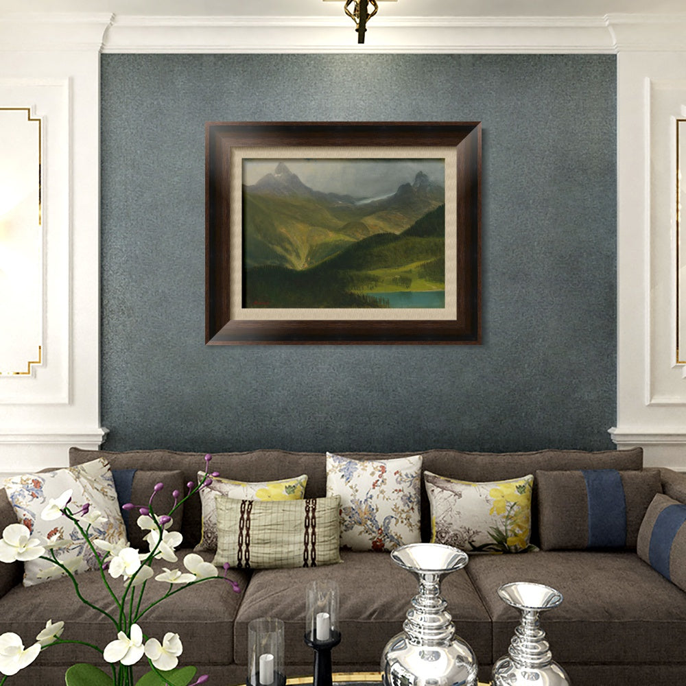 INVIN ART Framed Canvas Art Giclee Print Landscape Mountains by Albert Bierstadt Wall Art