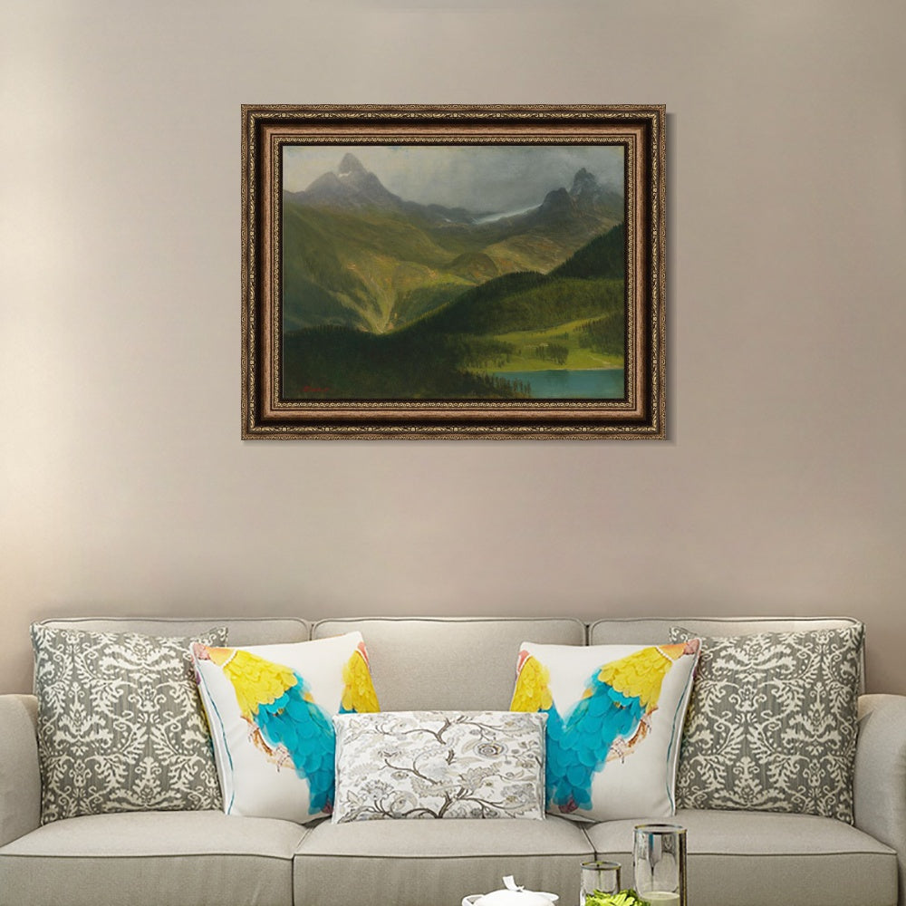 INVIN ART Framed Canvas Art Giclee Print Landscape Mountains by Albert Bierstadt Wall Art