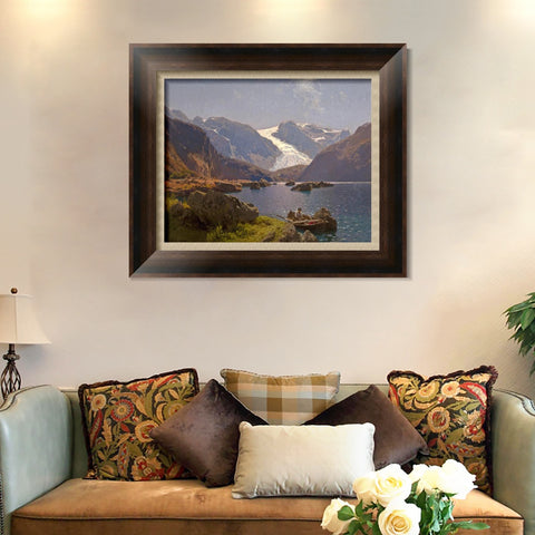 INVIN ART Framed Canvas Art Giclee Print A lonely boat by Albert Bierstadt Wall Art Living Room Home Office Decorations