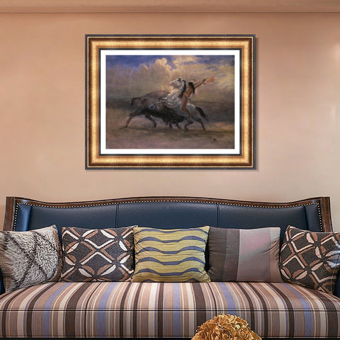INVIN ART Framed Canvas Art Giclee Print The Last Of The Buffalo#2 by Albert Bierstadt Wall Art Living Room Home Office Decorations
