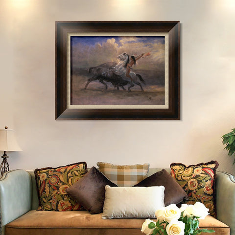 INVIN ART Framed Canvas Art Giclee Print The Last Of The Buffalo#2 by Albert Bierstadt Wall Art Living Room Home Office Decorations