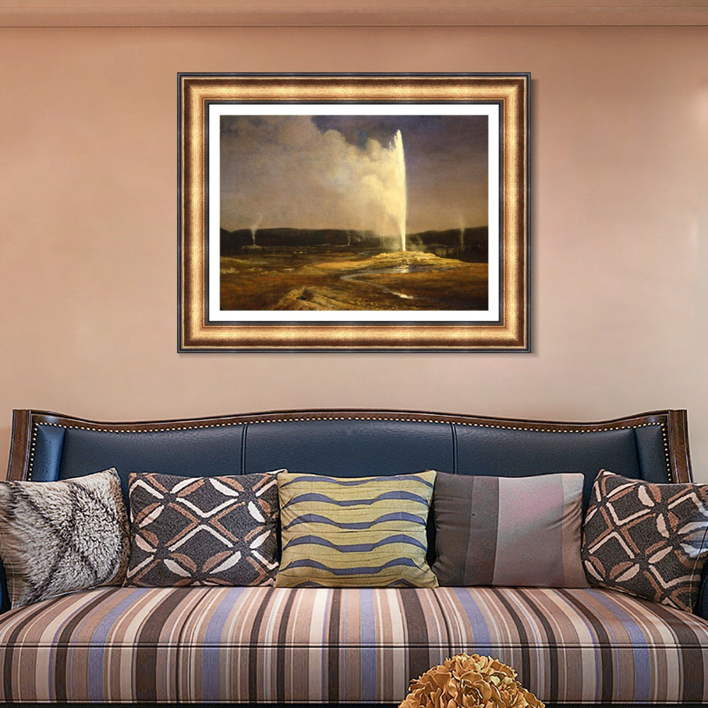 INVIN ART Framed Canvas Art Giclee Print Old Faithful by Albert Bierstadt Wall Art