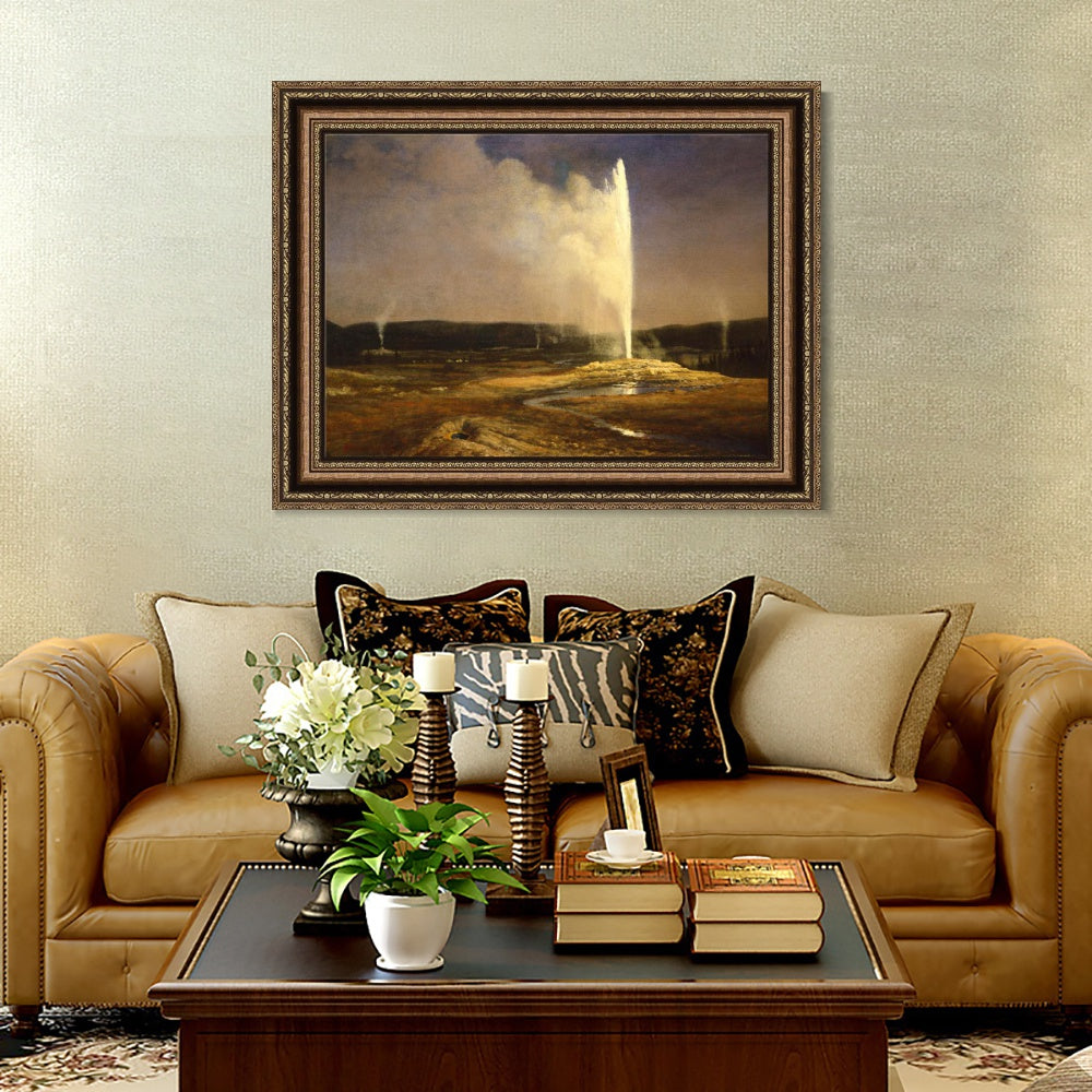 INVIN ART Framed Canvas Art Giclee Print Old Faithful by Albert Bierstadt Wall Art
