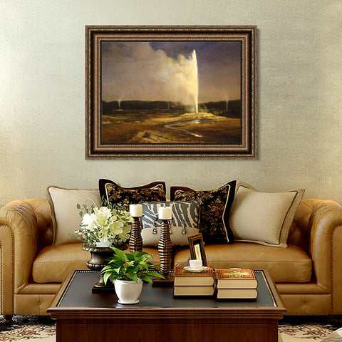 INVIN ART Framed Canvas Art Giclee Print Old Faithful by Albert Bierstadt Wall Art Living Room Home Office Decorations