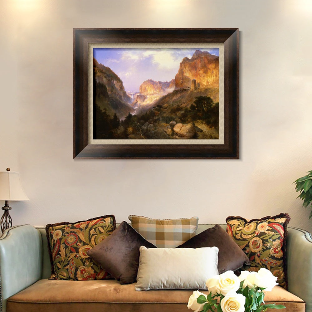 INVIN ART Framed Canvas Art Giclee Print Mountain and streams by Albert Bierstadt Wall Art