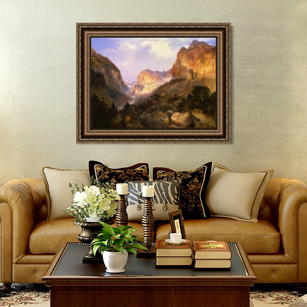 INVIN ART Framed Canvas Art Giclee Print Mountain and streams by Albert Bierstadt Wall Art