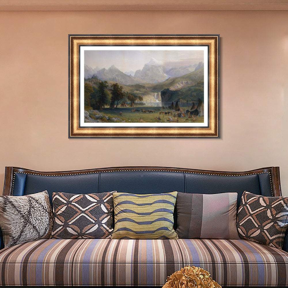 INVIN ART Framed Canvas Art Giclee Print Magasin indien dans les Montagnes Rocheu by Albert Bierstadt Wall Art