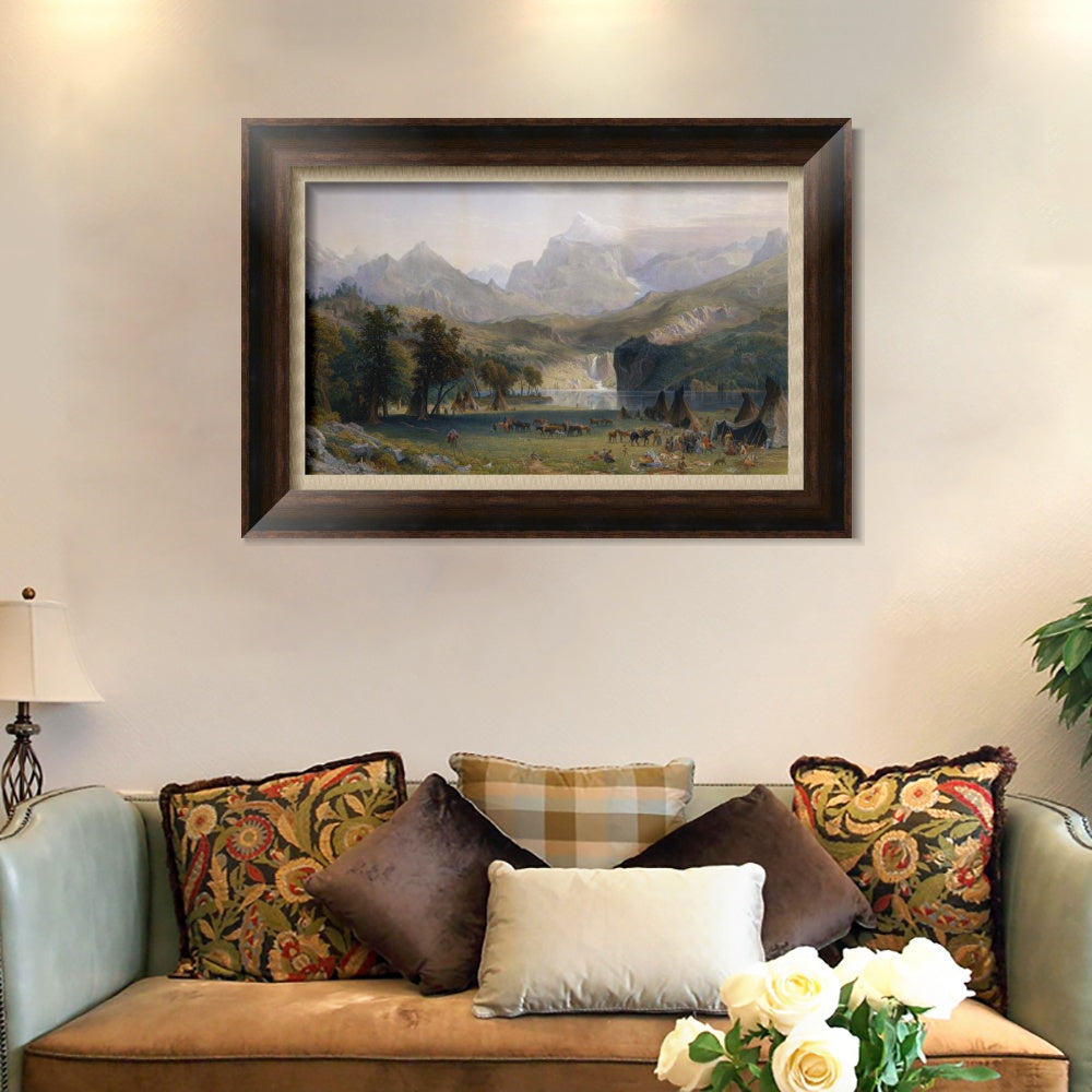 INVIN ART Framed Canvas Art Giclee Print Magasin indien dans les Montagnes Rocheu by Albert Bierstadt Wall Art