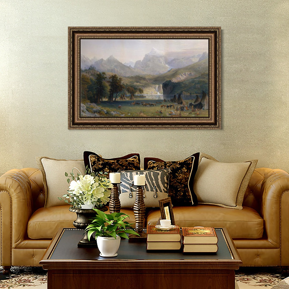 INVIN ART Framed Canvas Art Giclee Print Magasin indien dans les Montagnes Rocheu by Albert Bierstadt Wall Art