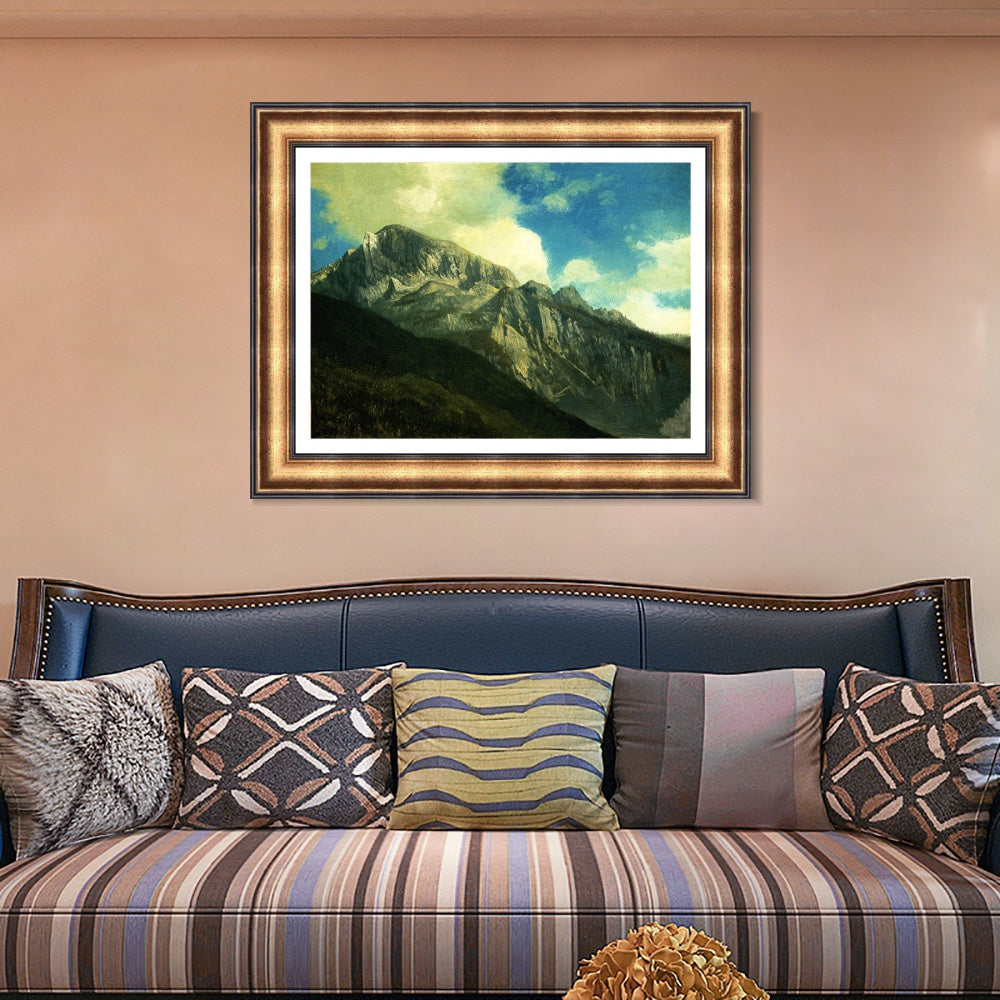 INVIN ART Framed Canvas Art Giclee Print Mountain Peaks in the Clouds#2 by Albert Bierstadt Wall Art