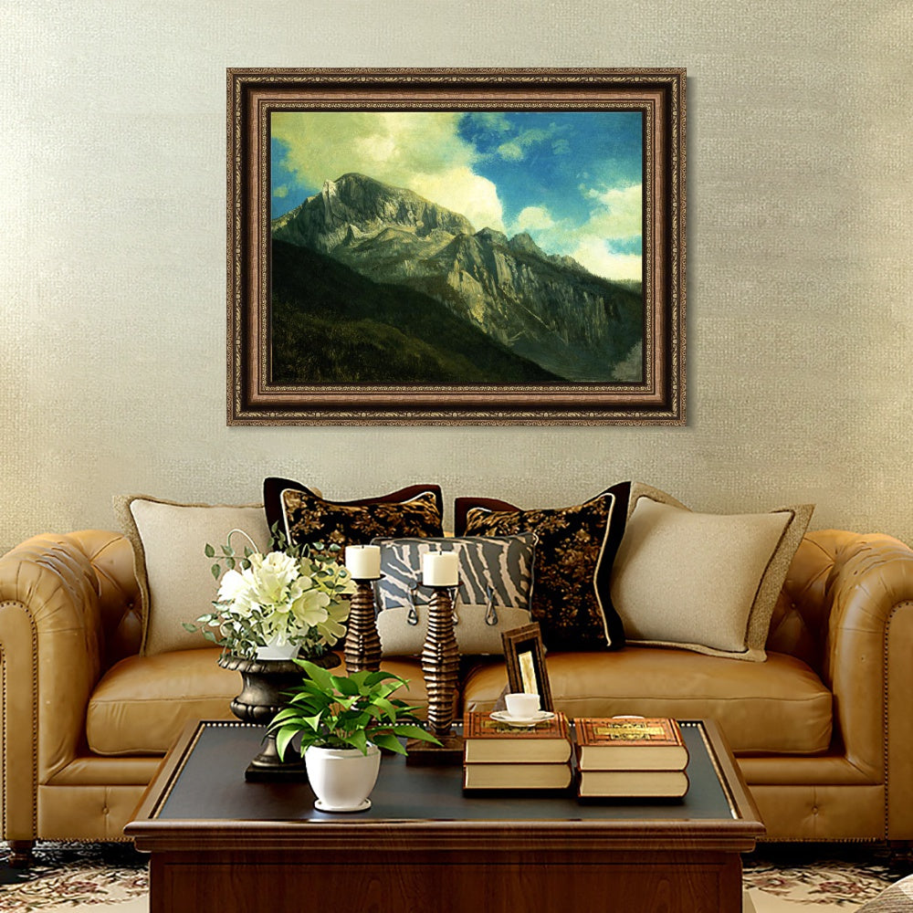 INVIN ART Framed Canvas Art Giclee Print Mountain Peaks in the Clouds#2 by Albert Bierstadt Wall Art