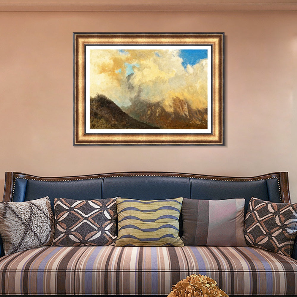 INVIN ART Framed Canvas Art Giclee Print Mountain and clouds#2 by Albert Bierstadt Wall Art