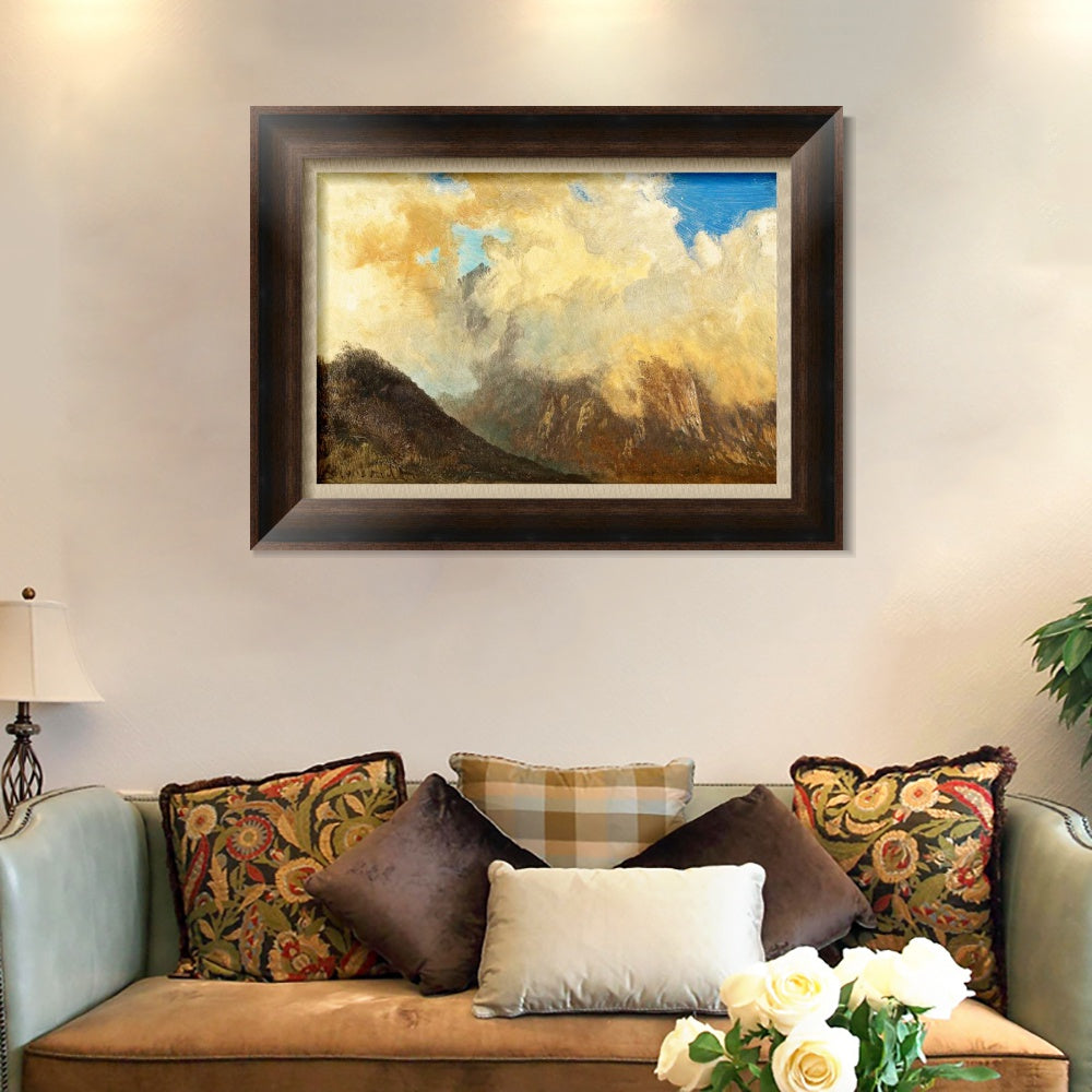INVIN ART Framed Canvas Art Giclee Print Mountain and clouds#2 by Albert Bierstadt Wall Art