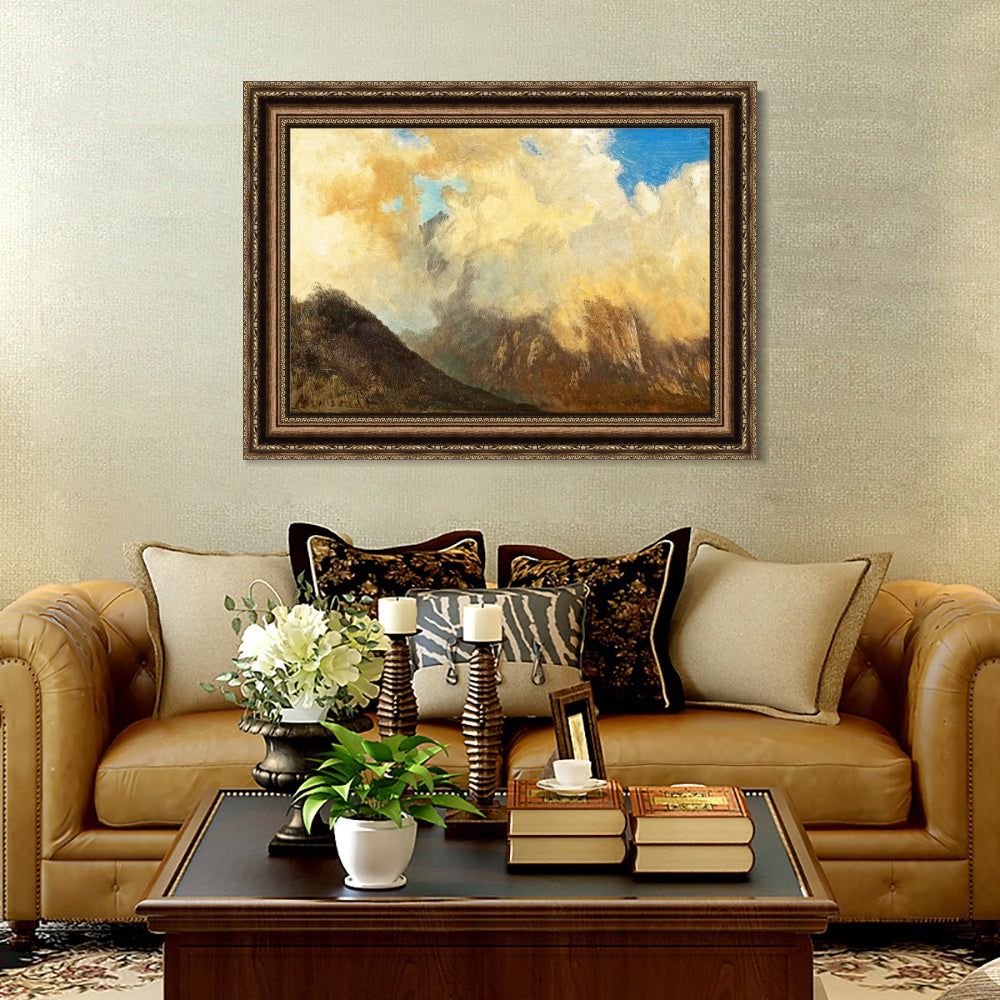 INVIN ART Framed Canvas Art Giclee Print Mountain and clouds#2 by Albert Bierstadt Wall Art