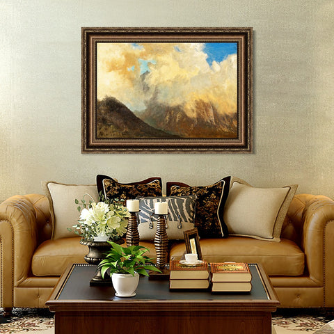 INVIN ART Framed Canvas Art Giclee Print Mountain and clouds#2 by Albert Bierstadt Wall Art Living Room Home Office Decorations