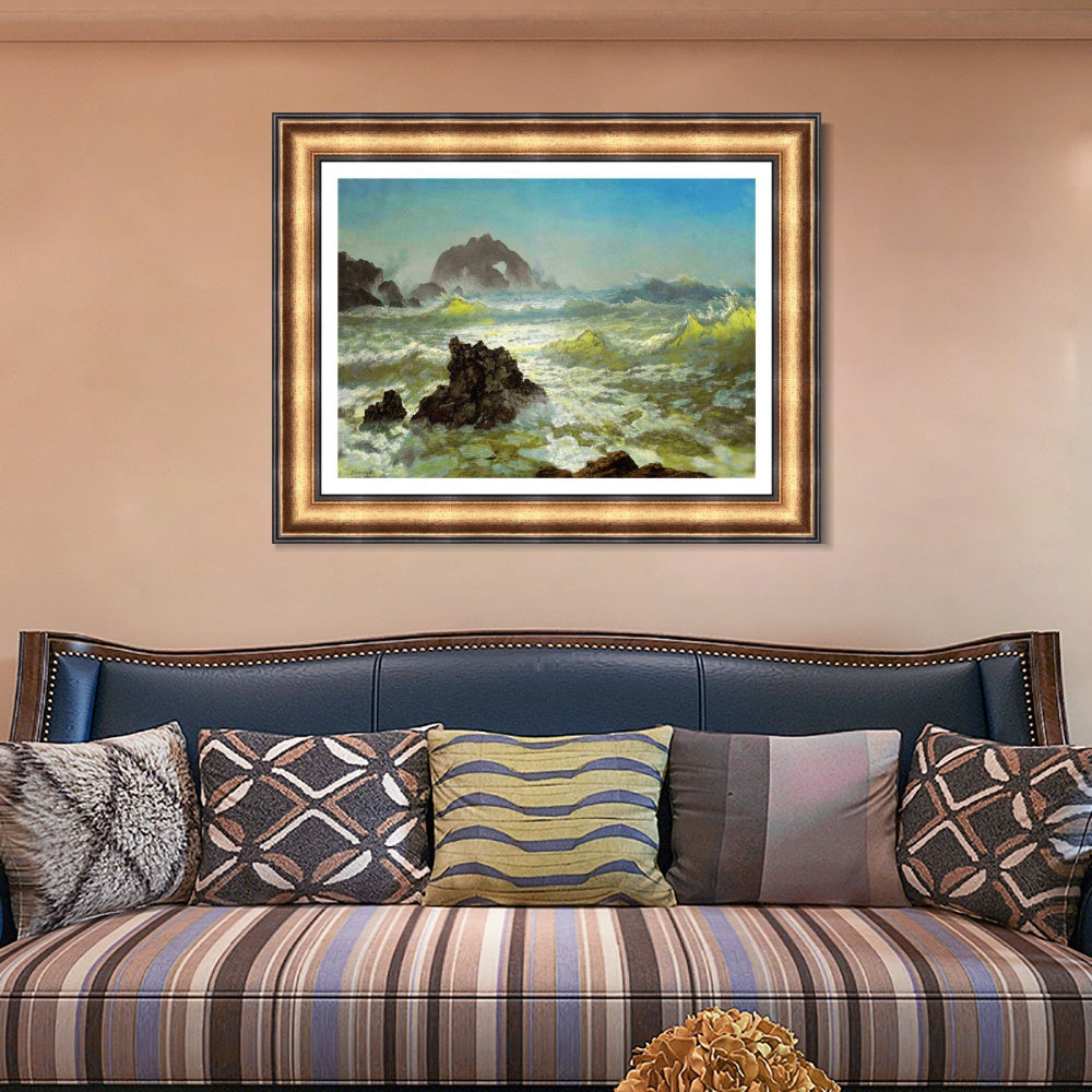 INVIN ART Framed Canvas Art Giclee Print Sea#122 by Albert Bierstadt Wall Art