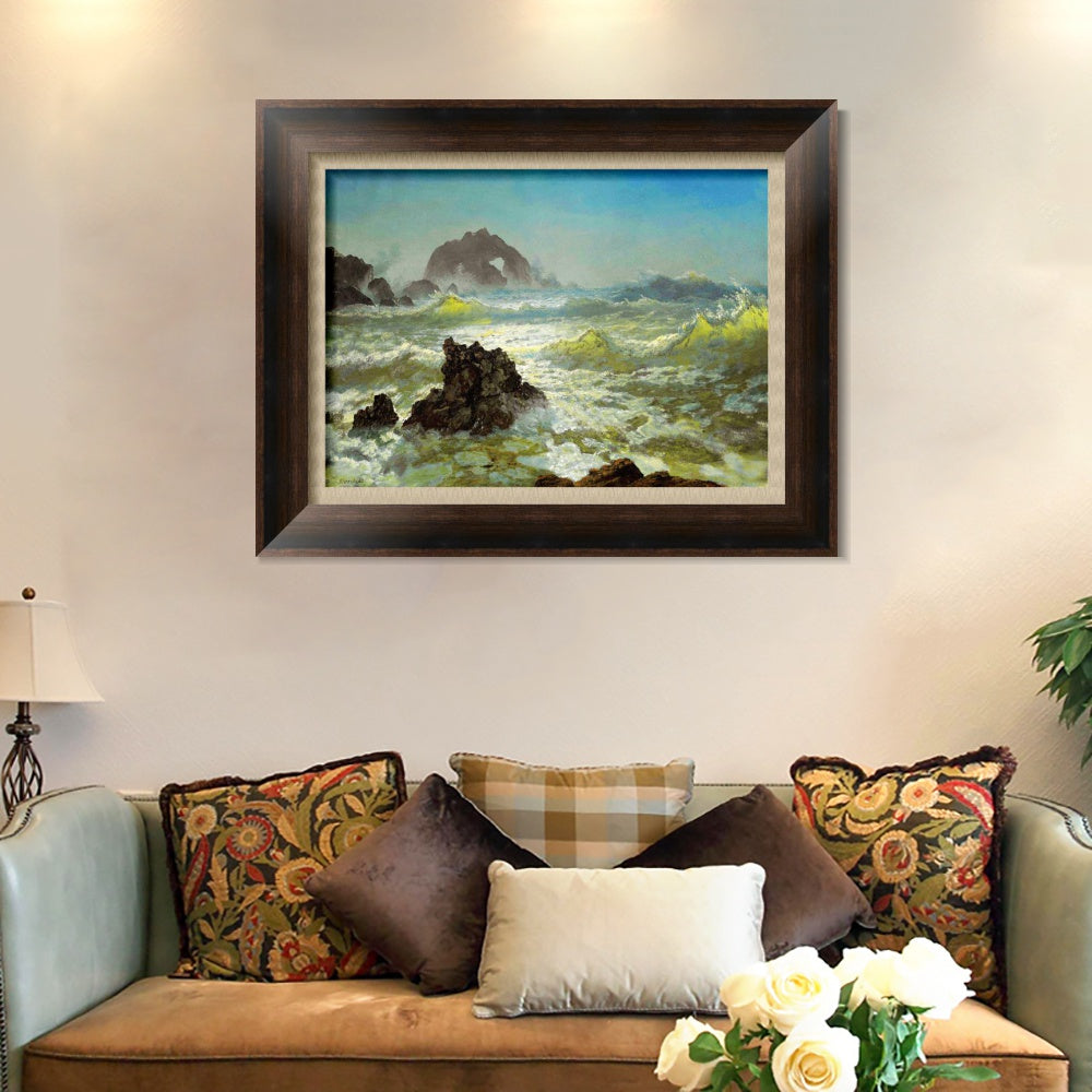 INVIN ART Framed Canvas Art Giclee Print Sea#122 by Albert Bierstadt Wall Art