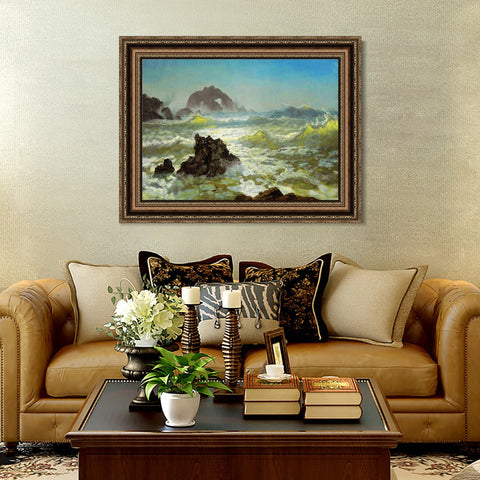 INVIN ART Framed Canvas Art Giclee Print Sea#122 by Albert Bierstadt Wall Art Living Room Home Office Decorations