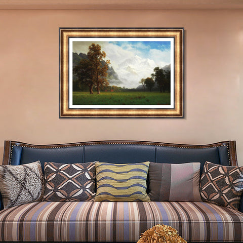 INVIN ART Framed Canvas Art Giclee Print Snow Mountain#124 by Albert Bierstadt Wall Art Living Room Home Office Decorations