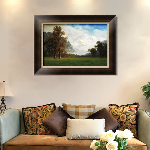 INVIN ART Framed Canvas Art Giclee Print Snow Mountain#124 by Albert Bierstadt Wall Art Living Room Home Office Decorations