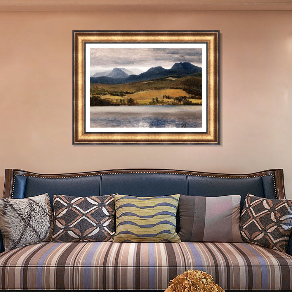 INVIN ART Framed Canvas Art Giclee Print Mountains and Lake#126 by Albert Bierstadt Wall Art