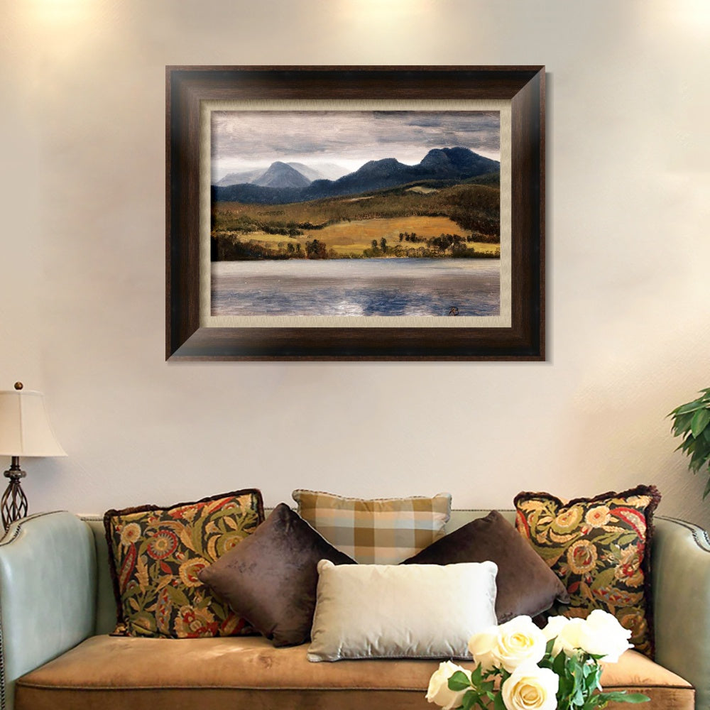 INVIN ART Framed Canvas Art Giclee Print Mountains and Lake#126 by Albert Bierstadt Wall Art