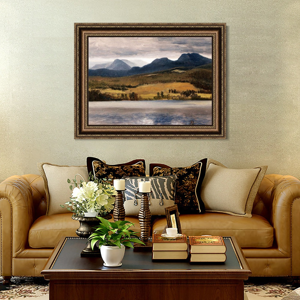 INVIN ART Framed Canvas Art Giclee Print Mountains and Lake#126 by Albert Bierstadt Wall Art