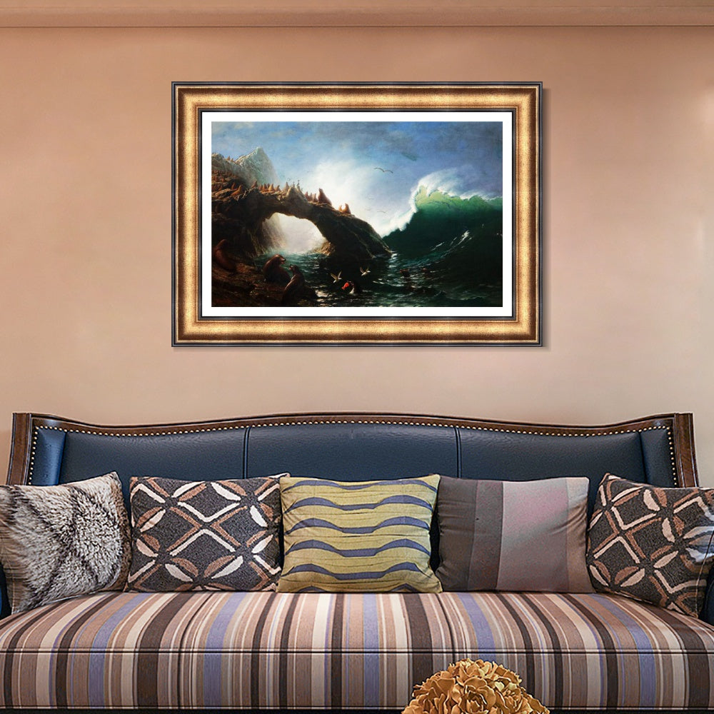INVIN ART Framed Canvas Art Giclee Print The great wave by Albert Bierstadt Wall Art
