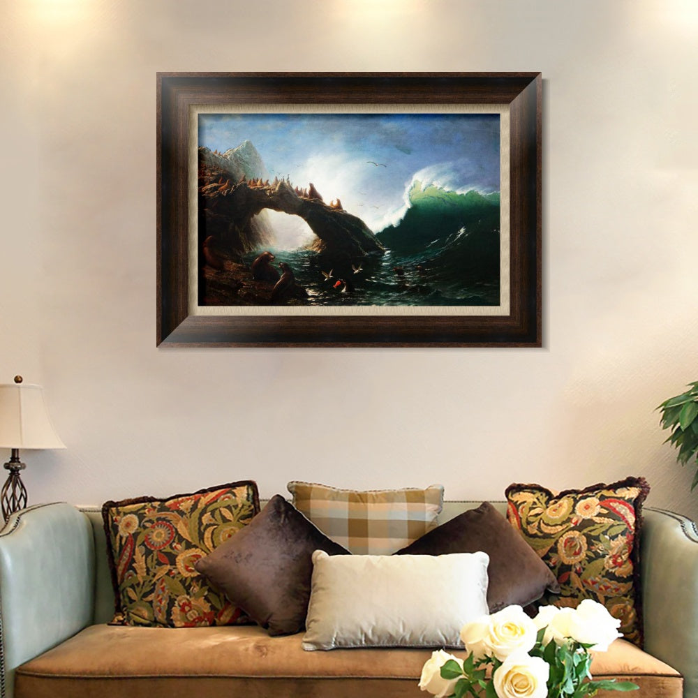 INVIN ART Framed Canvas Art Giclee Print The great wave by Albert Bierstadt Wall Art